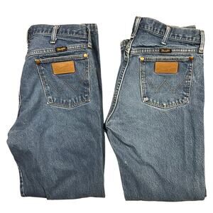 Lot of 2 Vintage Wrangler 13MWZ Cowboy Cut Jeans 31x30 Western Blue Denim